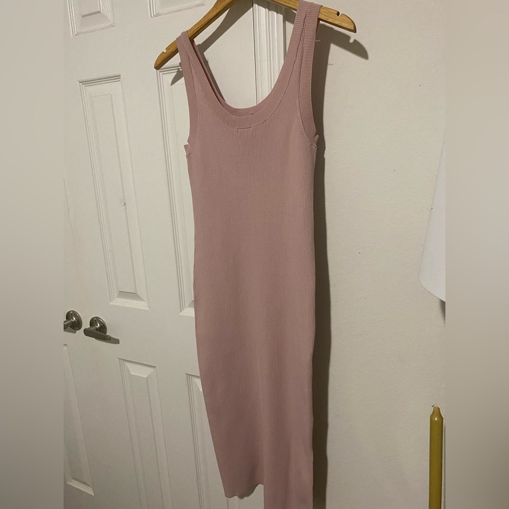 Sleeveless Ribbed Midi Dress in Dusty Rose